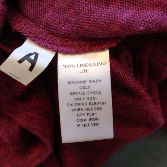 Lou & Grey womens 100% linen maroon short sleeve top Medium - Picture 9 of 10